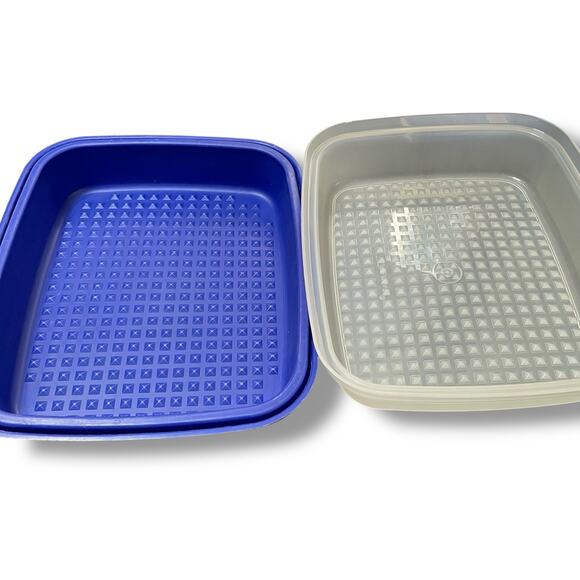 Tupperware Meat Marinade Container Large Dome Season Serve Stack 1294 1295 Blue - Picture 6 of 9